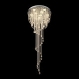 Grand Spiral Crystal Chandelier for Staircase Luxury Crown LED Pendant Light Chrome Finish