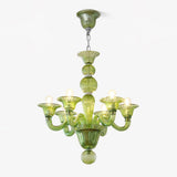 Green Murano Glass Chandelier Hand Blown Luxury Pendant Light Fixture