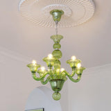 Green Murano Glass Chandelier Hand Blown Luxury Pendant Light Fixture