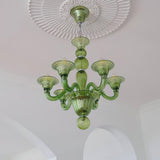 Green Murano Glass Chandelier Hand Blown Luxury Pendant Light Fixture
