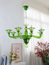 Green Murano Glass Chandelier Hand Blown Luxury Pendant Light Fixture