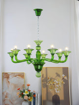 Green Murano Glass Chandelier Hand Blown Luxury Pendant Light Fixture