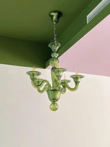 Green Murano Glass Chandelier Hand Blown Luxury Pendant Light Fixture