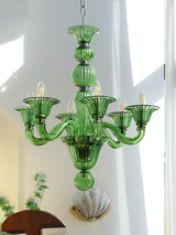 Green Murano Glass Chandelier Hand Blown Luxury Pendant Light Fixture
