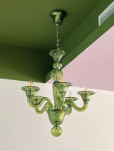 Green Murano Glass Chandelier Hand Blown Luxury Pendant Light Fixture