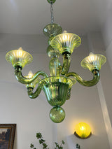 Green Murano Glass Chandelier Hand Blown Luxury Pendant Light Fixture