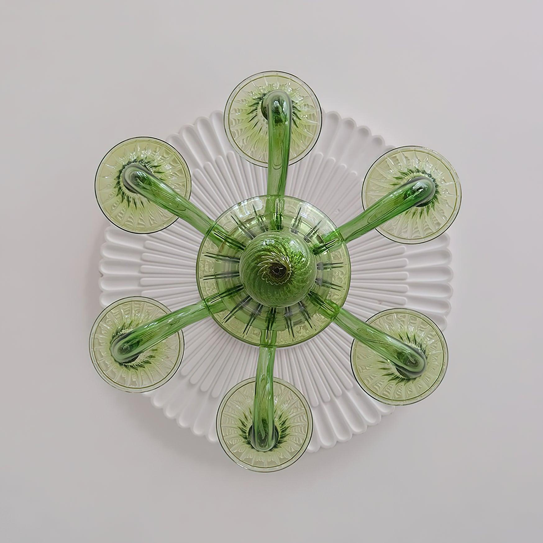 Green Murano Glass Chandelier Hand Blown Luxury Pendant Light Fixture