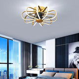Modern 5 Blade Ceiling Fan with External LED Light Ring and Remote Control Dimming