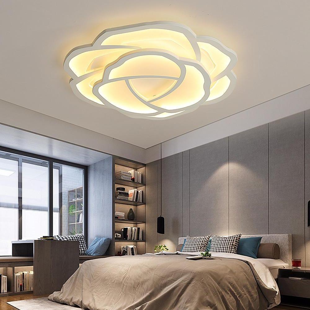 Modern Flower Shape Dimmable LED Ceiling Light Flush Mount Fixture for Bedroom