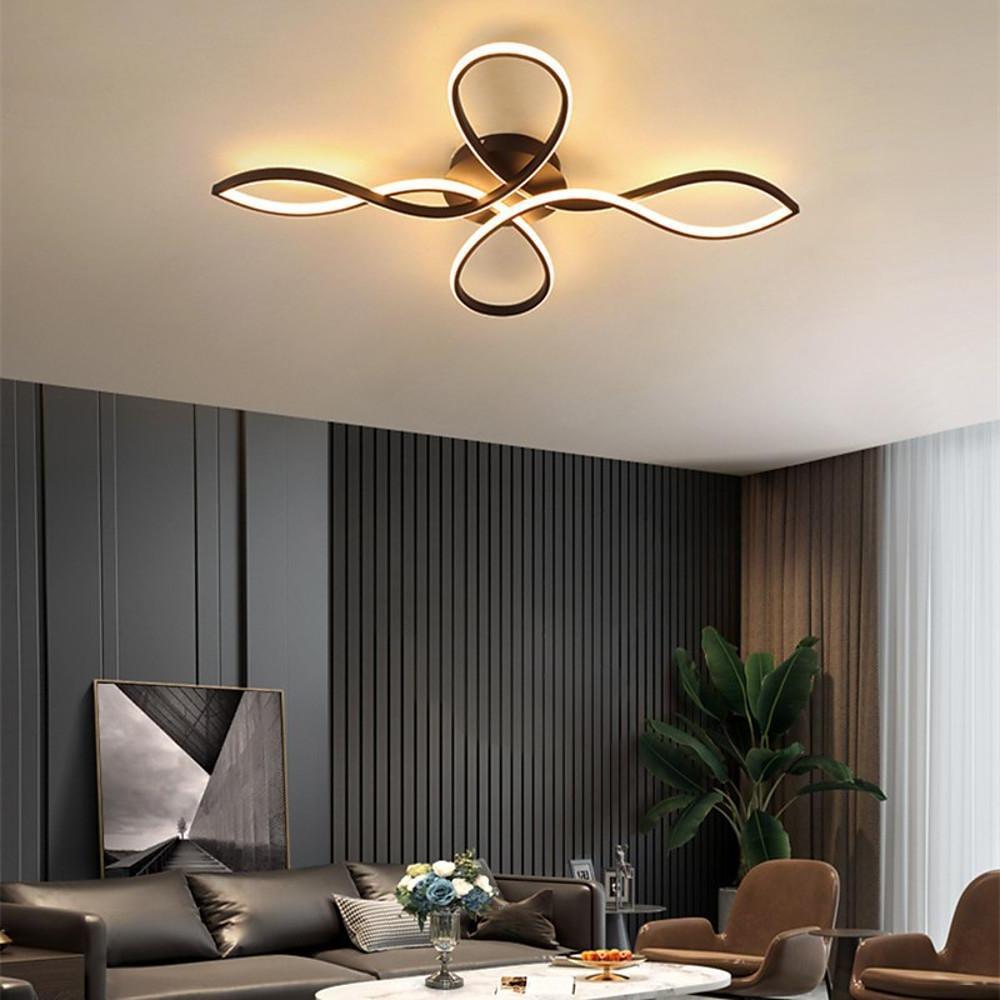 Modern Artistic Flower Shape LED Ceiling Light Dimmable Wave Flush Mount Fixture for Home