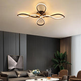 Modern Artistic Flower Shape LED Ceiling Light Dimmable Wave Flush Mount Fixture for Home