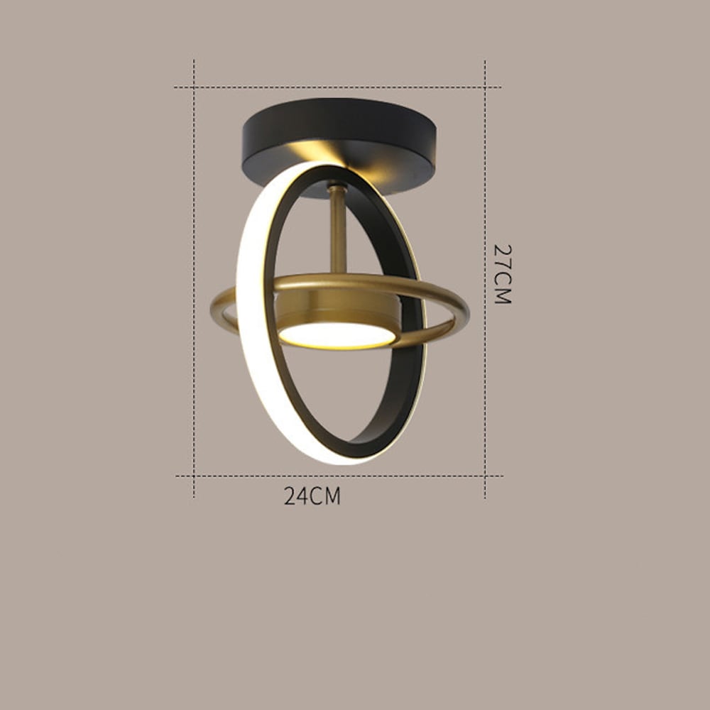 Modern Geometric LED Flush Mount Ceiling Light Dimmable Black and Gold Entryway Lighting