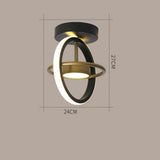 Modern Geometric LED Flush Mount Ceiling Light Dimmable Black and Gold Entryway Lighting