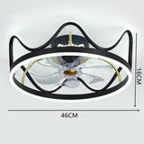 Modern Crown Shape LED Ceiling Fan with Light Dimmable Flush Mount Gold and Black Finish