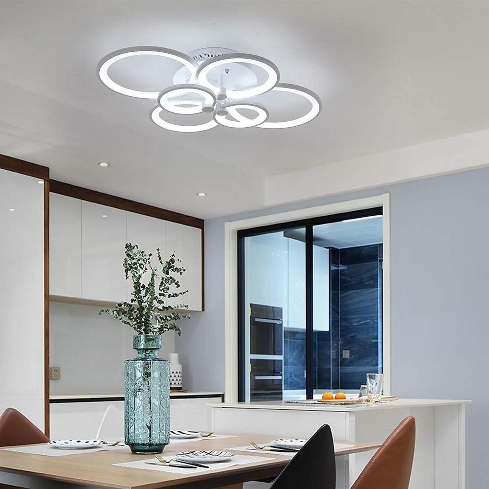 Modern Geometric Overlapping Ring LED Semi Flush Mount Ceiling Light for Living Room