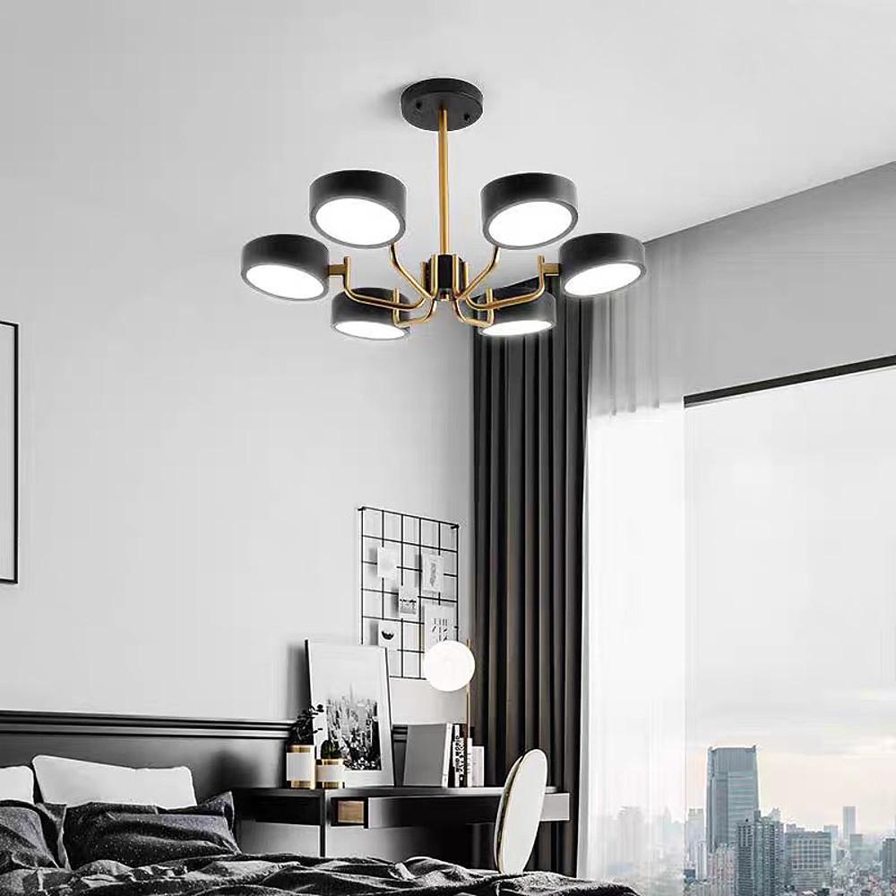 Modern Lantern 6 Light LED Flush Mount Ceiling Fixture with Painted Metal Finish for Bedrooms