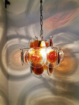 hand-blown-glass-murano-style-orange-brown-disc-pendant-chandelier-light
