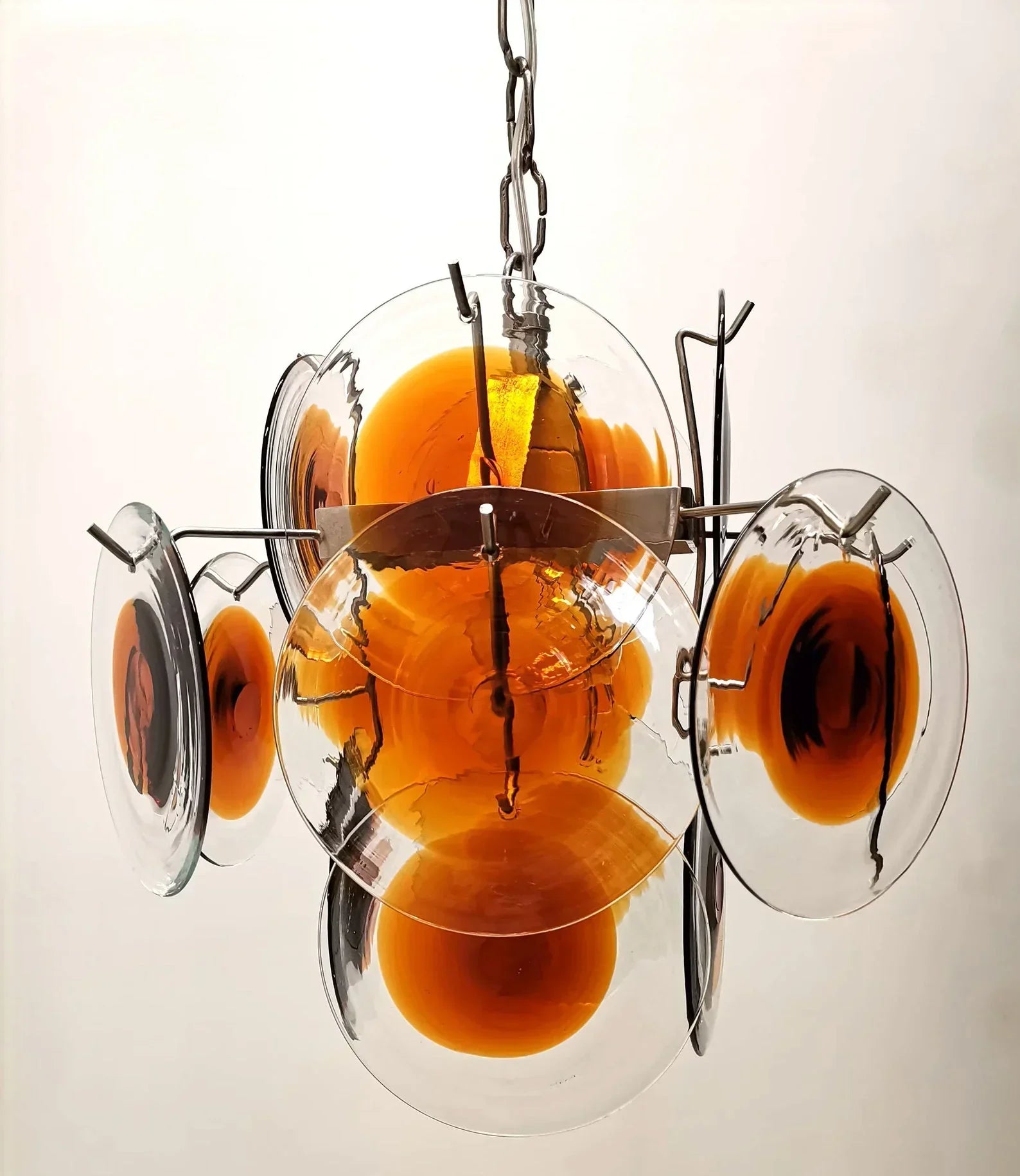 hand-blown-glass-murano-style-orange-brown-disc-pendant-chandelier-light
