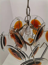 hand-blown-glass-murano-style-orange-brown-disc-pendant-chandelier-light