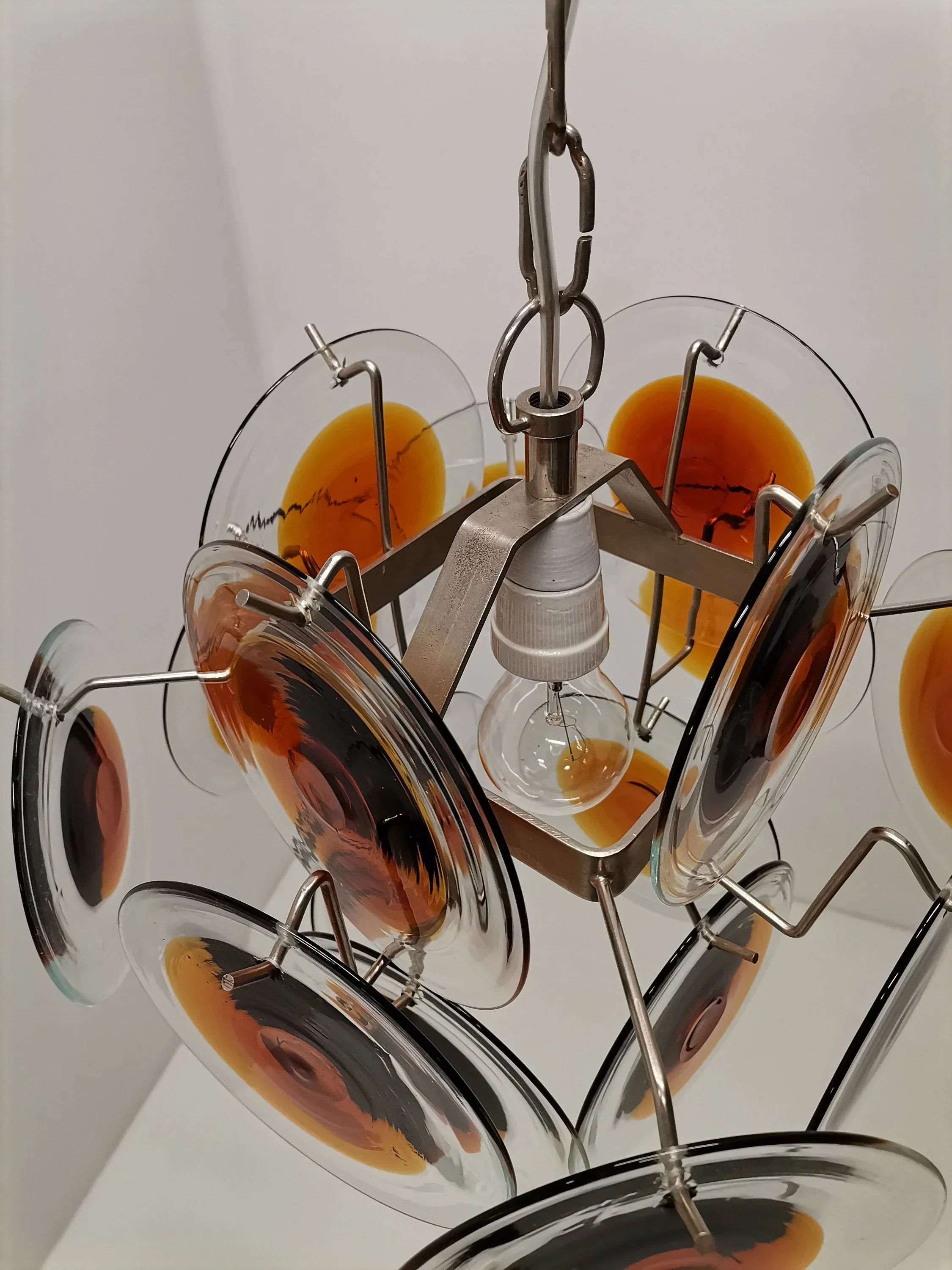 hand-blown-glass-murano-style-orange-brown-disc-pendant-chandelier-light