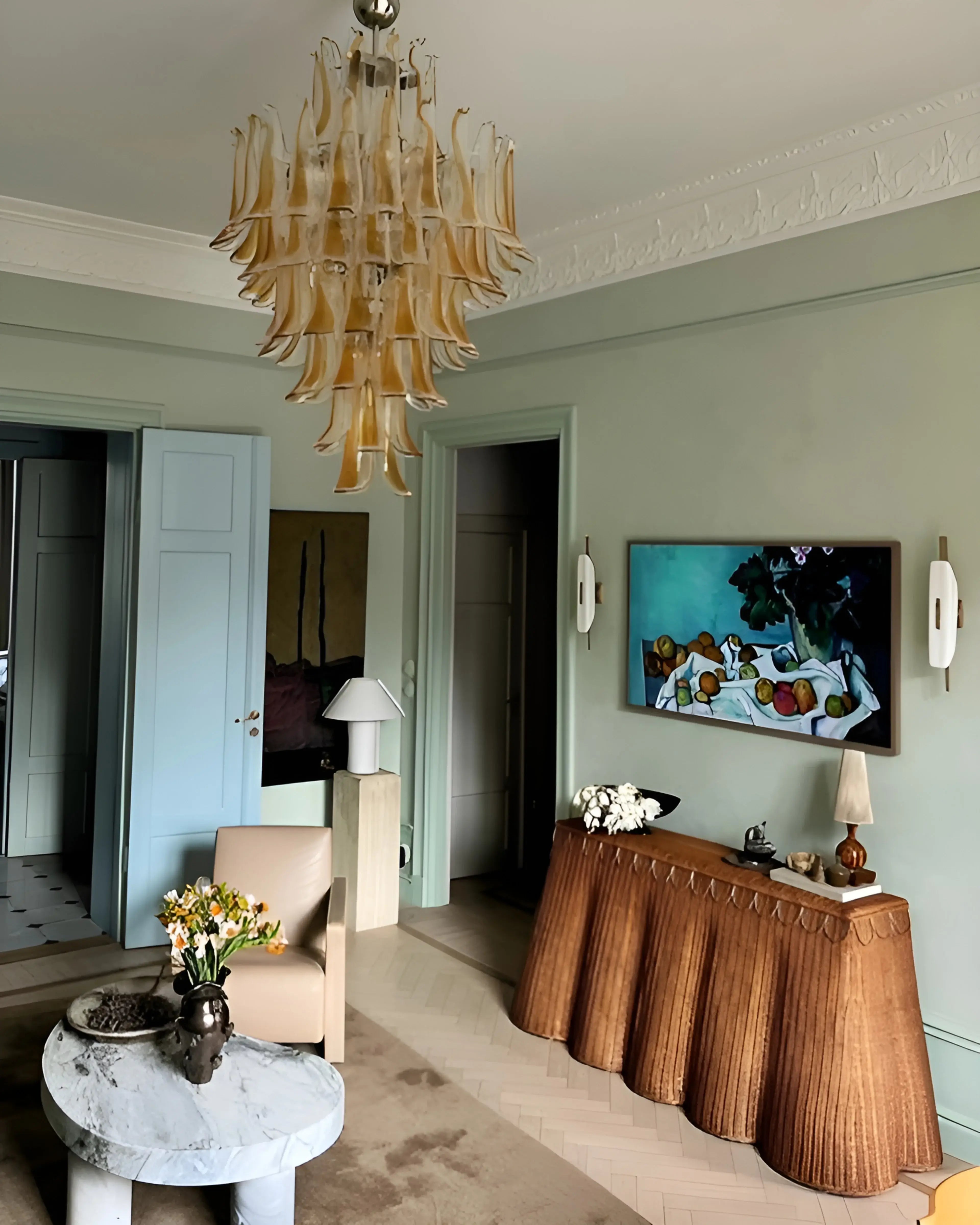 hand-blown-murano-amber-glass-petals-chandelier-for-luxury-living-spaces