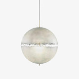 Hand Painted Fiberglass Sphere Pendant Light Modern Gold Artistic Hanging Lamp