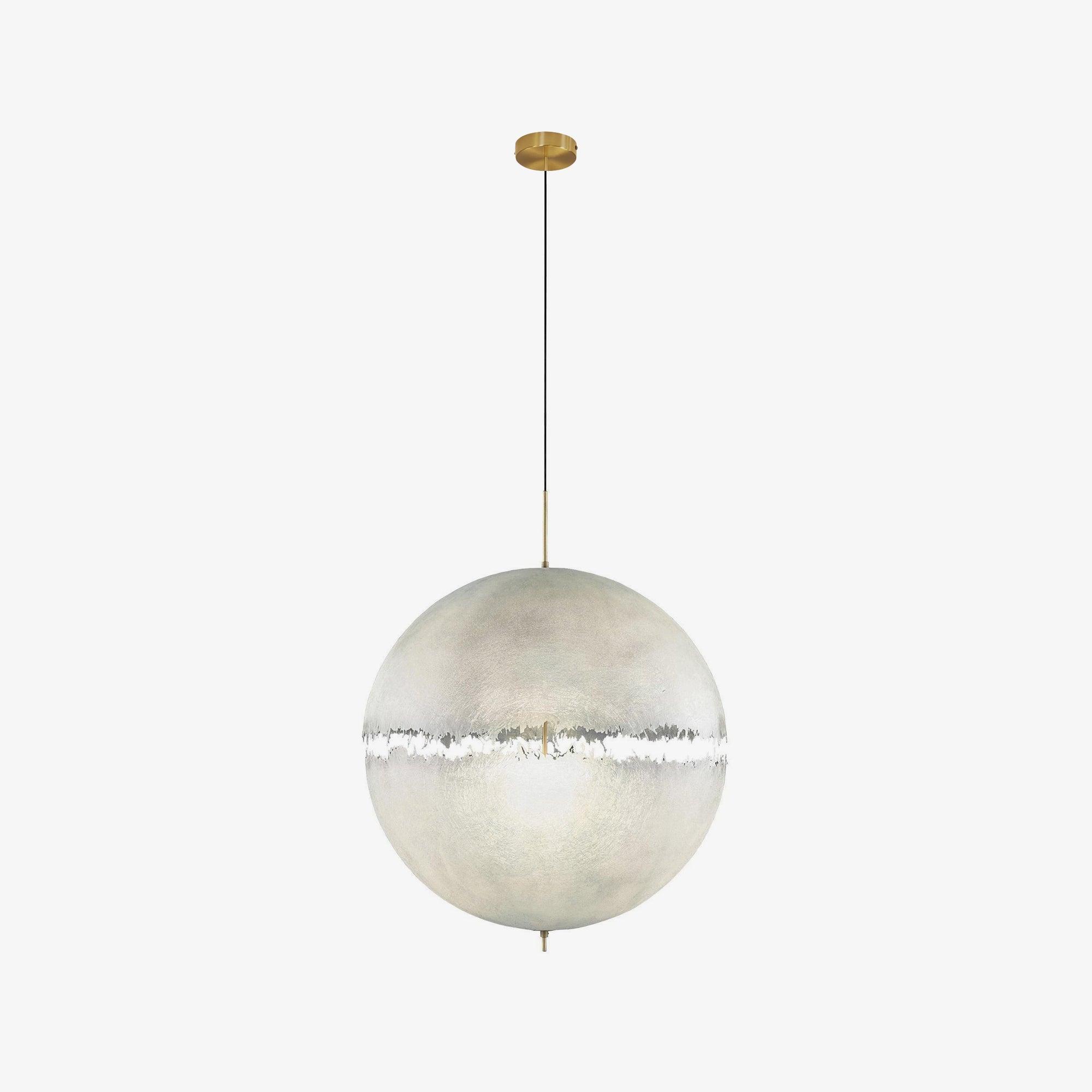 Hand Painted Fiberglass Sphere Pendant Light Modern Gold Artistic Hanging Lamp