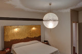 Hand Painted Fiberglass Sphere Pendant Light Modern Gold Artistic Hanging Lamp