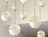 Hand Painted Fiberglass Sphere Pendant Light Modern Gold Artistic Hanging Lamp