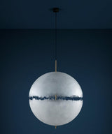 Hand Painted Fiberglass Sphere Pendant Light Modern Gold Artistic Hanging Lamp