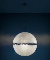Hand Painted Fiberglass Sphere Pendant Light Modern Gold Artistic Hanging Lamp