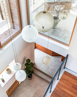 Hand Painted Fiberglass Sphere Pendant Light Modern Gold Artistic Hanging Lamp