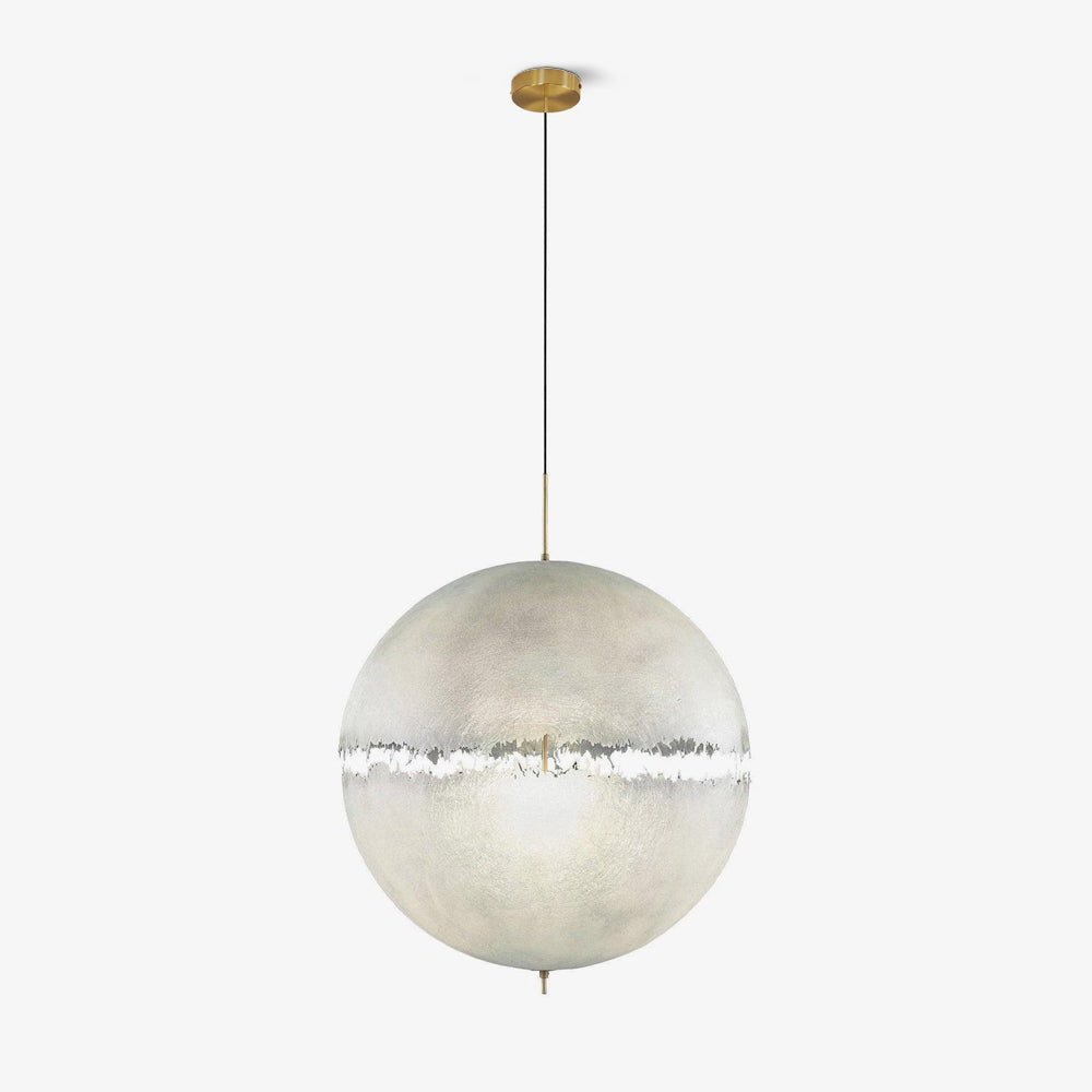Hand Painted Fiberglass Sphere Pendant Light Modern Gold Artistic Hanging Lamp