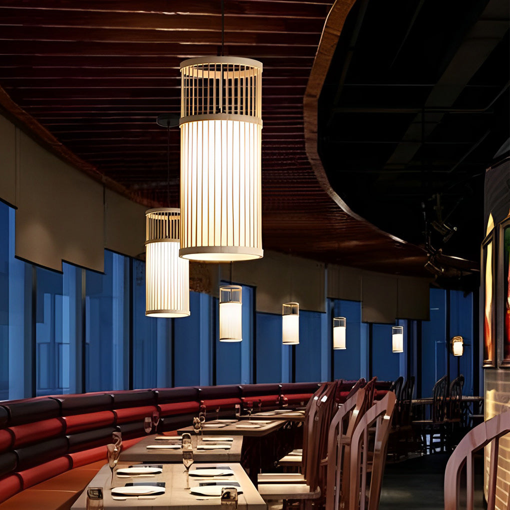 Hand Woven Bamboo LED Pendant Light Retro Modern Minimalist Ceiling Hanging Lamp for Dining Room