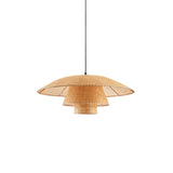 Hand Woven Rattan Hat Shape Pendant Light Boho Wicker Hanging Ceiling Lamp