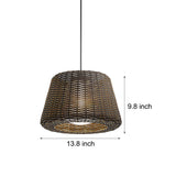 Hand Woven Rattan Outdoor Pendant Light IP65 Waterproof LED Hanging Lamp for Garden Patio and Porch