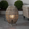Hand Woven Rattan Oval Cage Outdoor Floor Lamp IP65 Waterproof Garden Patio Light