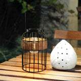 Hand Woven Rattan Solar Lantern Outdoor Waterproof Garden Table Lamp LED Decorative Night Light
