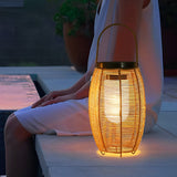 Hand Woven Rattan Solar Outdoor Floor Lamp Decorative IP65 Waterproof Lantern Light