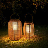 Hand Woven Rattan Solar Outdoor Floor Lamp Decorative IP65 Waterproof Lantern Light