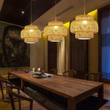 Handcrafted Bamboo Braided Pendant Light Natural Woven Hanging Lamp for Indoor Lighting
