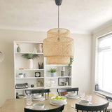 Handcrafted Bamboo Braided Pendant Light Natural Woven Hanging Lamp for Indoor Lighting
