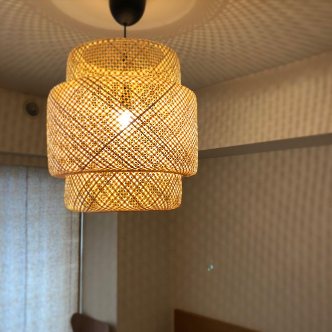 Handcrafted Bamboo Braided Pendant Light Natural Woven Hanging Lamp for Indoor Lighting