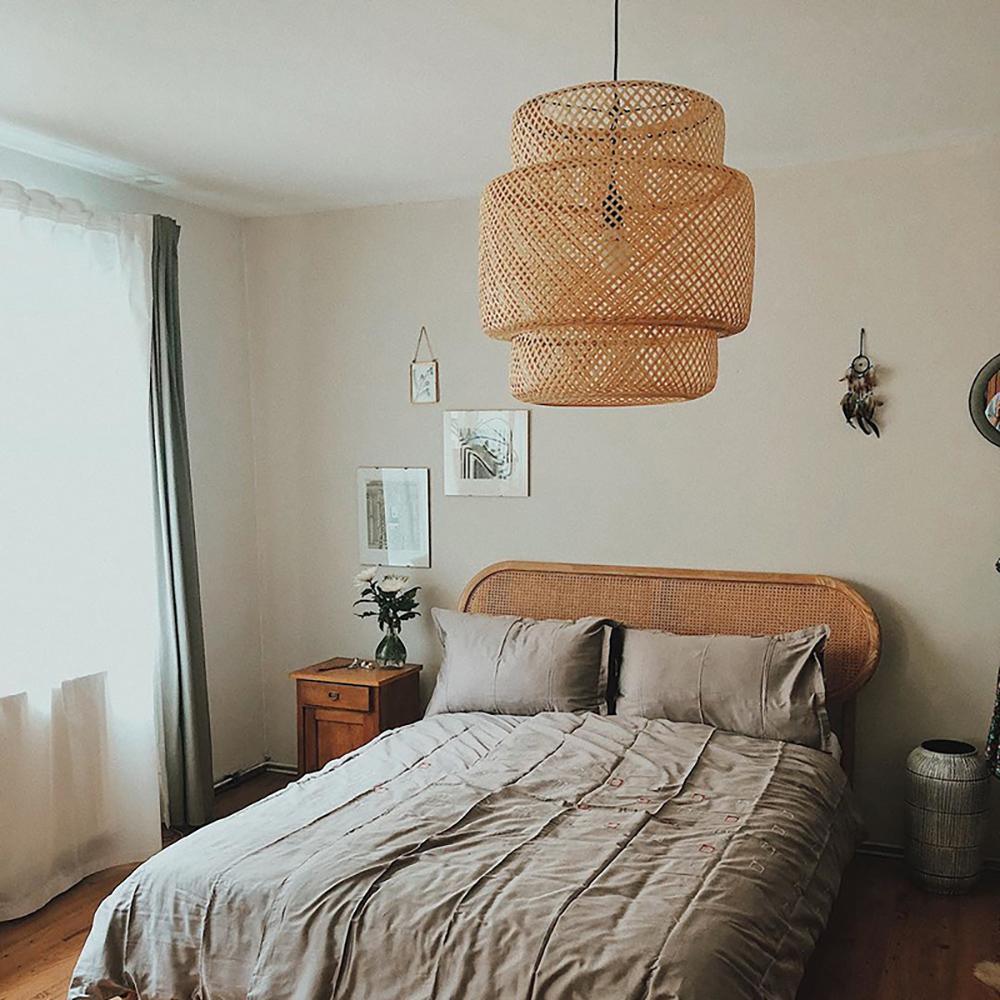 Handcrafted Bamboo Braided Pendant Light Natural Woven Hanging Lamp for Indoor Lighting