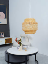 Handcrafted Bamboo Braided Pendant Light Natural Woven Hanging Lamp for Indoor Lighting