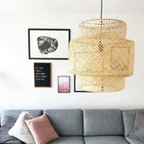 Handcrafted Bamboo Braided Pendant Light Natural Woven Hanging Lamp for Indoor Lighting