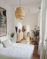 Handcrafted Bamboo Braided Pendant Light Natural Woven Hanging Lamp for Indoor Lighting