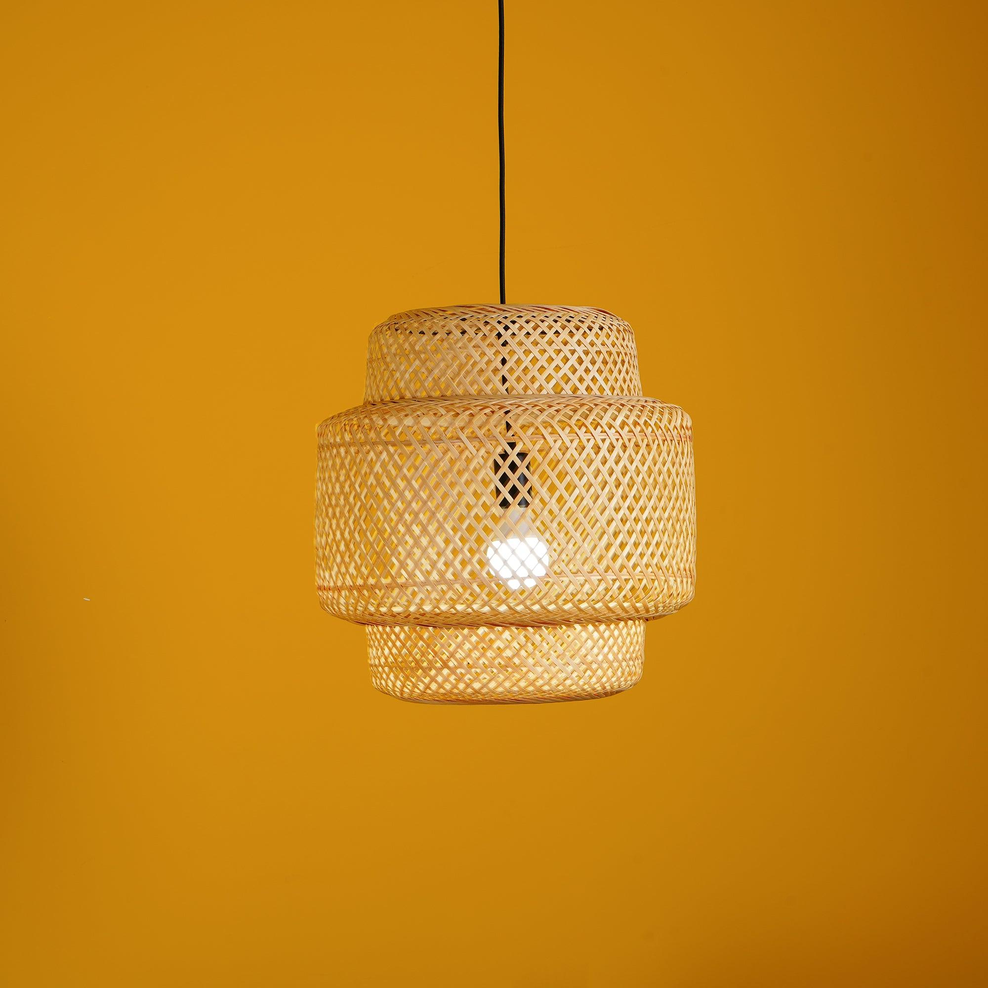 Handcrafted Bamboo Braided Pendant Light Natural Woven Hanging Lamp for Indoor Lighting