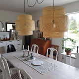 Handcrafted Bamboo Braided Pendant Light Natural Woven Hanging Lamp for Indoor Lighting