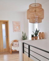 Handcrafted Bamboo Braided Pendant Light Natural Woven Hanging Lamp for Indoor Lighting